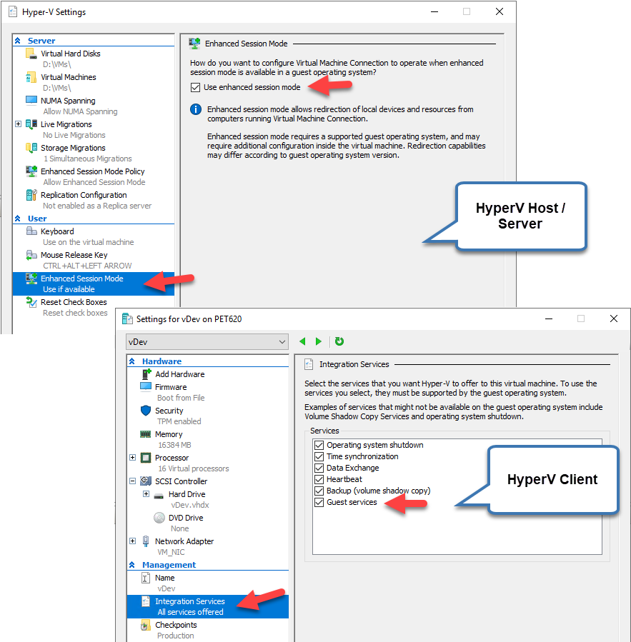 HyperV Host and Client